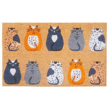 Urban Cat Floor Doormat Coir/PVC Decor 45x75cm Grey