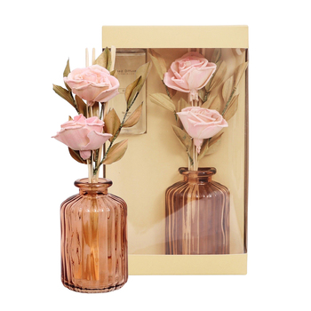 Urban Dried Flower 100ml Glass Rose Reed Diffuser - Pink