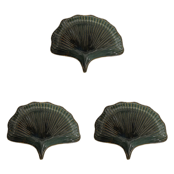 3x Urban Lyra 23cm Ceramic Ginko Plate Home Decor Display - Jungle