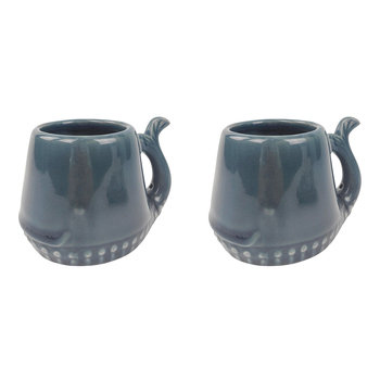 2x Urban Whale Mini 9cm Ceramic Planter Plant Home/Garden Pot - Navy