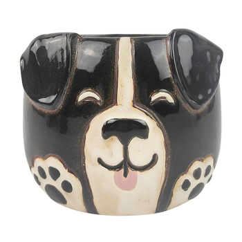 Urban 13cm Dog Head Ceramic Planter Small - Black/White