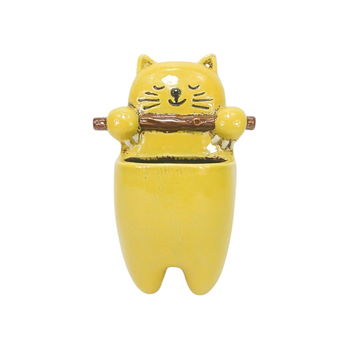 Urban Products Smiling Cat Hanging Planter Yellow 21cm