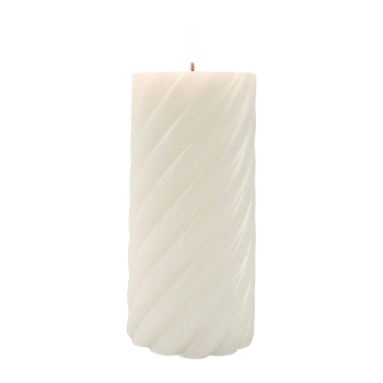 Urban Swirl Chunky Pillar 15cm LED Candle Decor - Cream