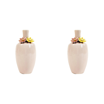 2x Urban Daphne 17cm Ceramic Flower Vase Home Decorative Pot - Pink