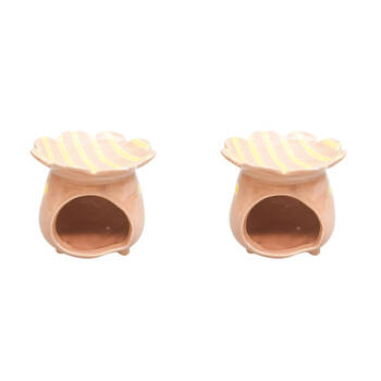 2PK Urban Ceramic Halcyon Tealight Candle Oil Burner 10x11cm Peach/Yellow