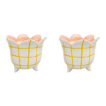 2PK Urban Ceramic Halcyon Outdoor Planter Pot 15x13cm Peach/Yellow