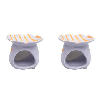 2PK Urban Ceramic Halcyon Tealight Candle Oil Burner 10x11cm Mauve/Orange