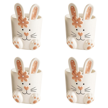 4x Urban 11cm Country Bunny Pot Home/Garden Decor Sage/Pink - Assorted