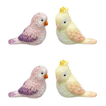 2x 2pc Urban Ceramic Perdy Parrot Salt & Pepper Shakers Set 7x8cm Yellow/Purple