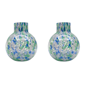 2PK Urban Jaslyn Speckle Glass Vase Green Blue Decorative Home Decor