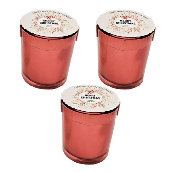 3x 2pc Urban Christmas 7cm Glass Scented Candle - Red/Green