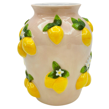 Urban Tuscan Lemon Vase Pink 23cm Decorative Kitchen/Lounge Decor
