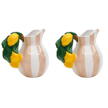 2PK Urban Tuscan Lemon Jug Pink 15cm Decorative Kitchen/Lounge Decor