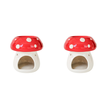 2PK Urban Products Toadstool Ceramic Oil Burner Red 11cm
