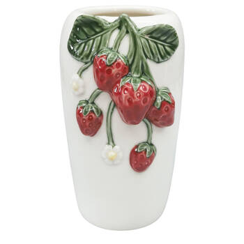Urban Ceramic Strawberry Home Decor Flower Vase 20x13cm White/Red
