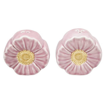 2pc Urban Ceramic Flower Salt and Pepper Shakers Set 8x7cm Pink/Yellow