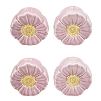 2x 2pc Urban Ceramic Flower Salt and Pepper Shakers Set 8x7cm Pink/Yellow