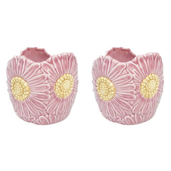 2PK Urban Ceramic Flower Outdoor Garden Planter Pot 12x14cm Pink