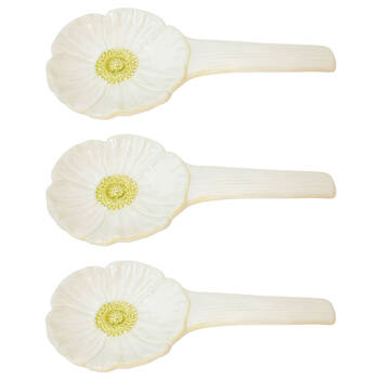 3PK Urban Ceramic Flower Spoon Rest Utensil Holder 22x10cm White/Yellow