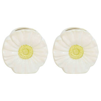 2PK Urban Ceramic Flower Home Decorative Vase 13x7cm White/Yellow