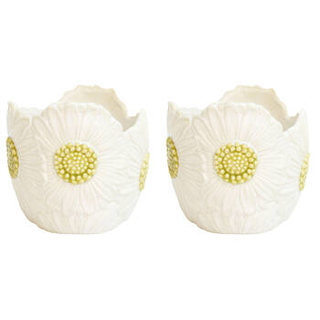 2PK Urban Ceramic Flower Outdoor Garden Planter Pot 12x14cm White