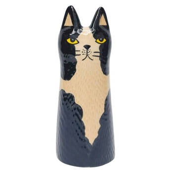 Urban Bailey Cat Flower/Plant Vase Ceramic 15x6cm Black/White
