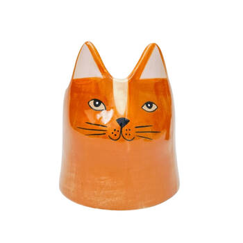 Urban Bailey Cat Ceramic Planter Flower Pot 14cm Orange