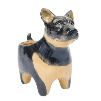 Urban Georgie Dog Ceramic Planter Pot 9x18cm Black/Brown