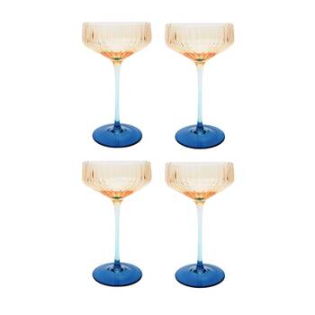 2x 2pc Urban Ellie Ombre Wine Glass Drinkware Amber/Blue 25cm