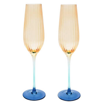 2pc Urban Ellie Ombre Champagne Glass Amber/Blue 26cm