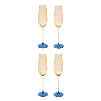 2x 2pc Urban Ellie Ombre Champagne Glass Amber/Blue 26cm