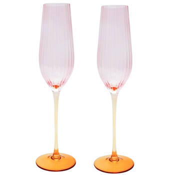 2pc Urban Ellie Ombre Champagne Glass Pink/Yellow 26cm
