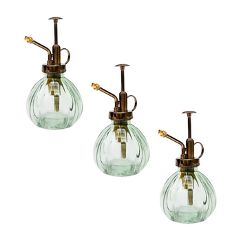 3x Urban Glass Water Mister Plant Watering Container Sage 16cm