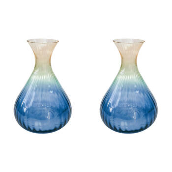 2PK Urban Ellie Ombre 2L Glass Decanter Pitcher Jug 24x10cm Amber Blue