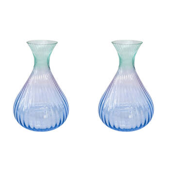 2PK Urban Ellie Ombre 2L Glass Decanter Pitcher Jug 24x10cm Aqua Blue