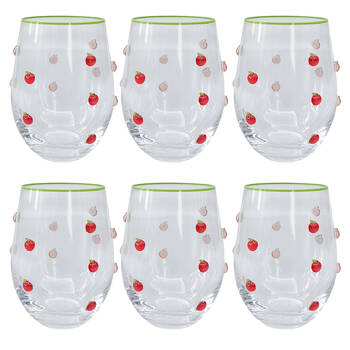 6PK Urban Kaya Apple Stemless Wine Drinking Glass 520ml 12cm Red