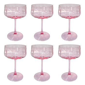 6PK Urban Tillie Coupe Champagne Cocktail Drinking Glass 365ml 16cm Pink