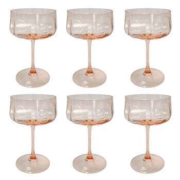 6PK Urban Tillie Coupe Champagne Cocktail Drinking Glass 365ml 16cm Peach