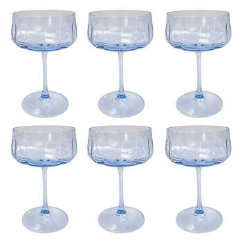 6PK Urban Tillie Coupe Champagne Cocktail Drinking Glass 365ml 16cm Blue