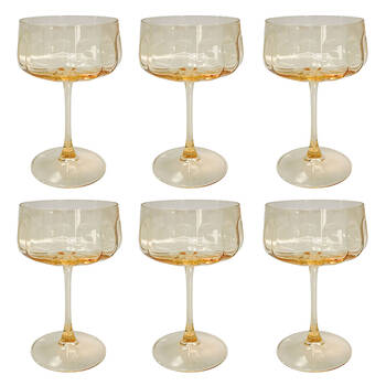 6PK Urban Tillie Coupe Champagne Cocktail Drinking Glass 365ml 16cm Yellow