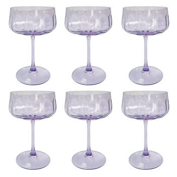6PK Urban Tillie Coupe Champagne Cocktail Drinking Glass 365ml 16cm Purple