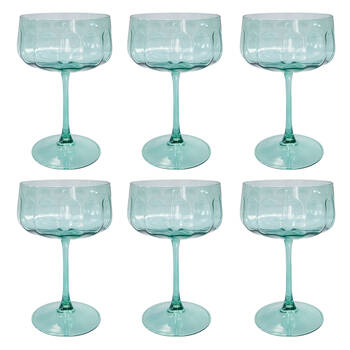 6PK Urban Tillie Coupe Champagne Cocktail Drinking Glass 365ml 16cm Green