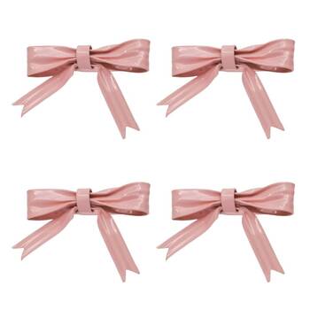 4x Urban Bow Napkin Metal Ring Table Organiser Pink 6cm 