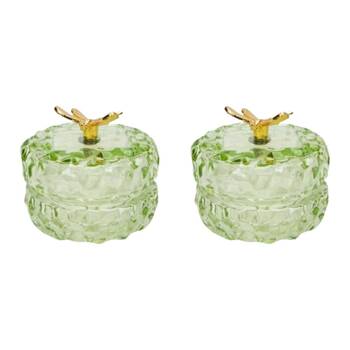 2x Urban Gold Dragonfly Glass Round Trinket Box Green 7