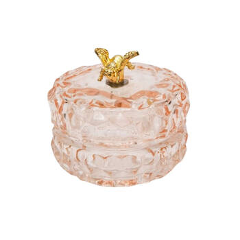 Urban Gold Bee Glass Round Trinket Box Tabletop Display Pink 7cm 