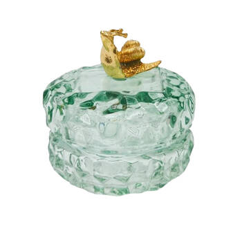 Urban Gold Snail Glass Trinket Box Tabletop Display Blue 7cm 