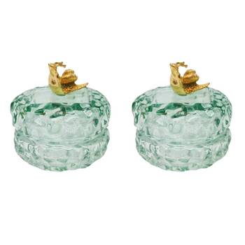 2x Urban Gold Snail Glass Trinket Box Tabletop Display Blue 7cm 