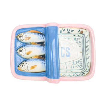 Urban Ceramic Sardine Decorative Trinket Storage Box 12x8cm Blue