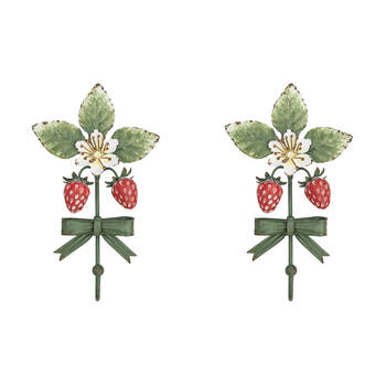 2PK Urban Metal Strawberry Decorative Hanging Wall Hook 20x11cm Red