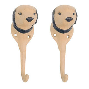 2PK Urban Metal Dog Decorative Hanging Wall Hook 14x8cm Beige/Brown